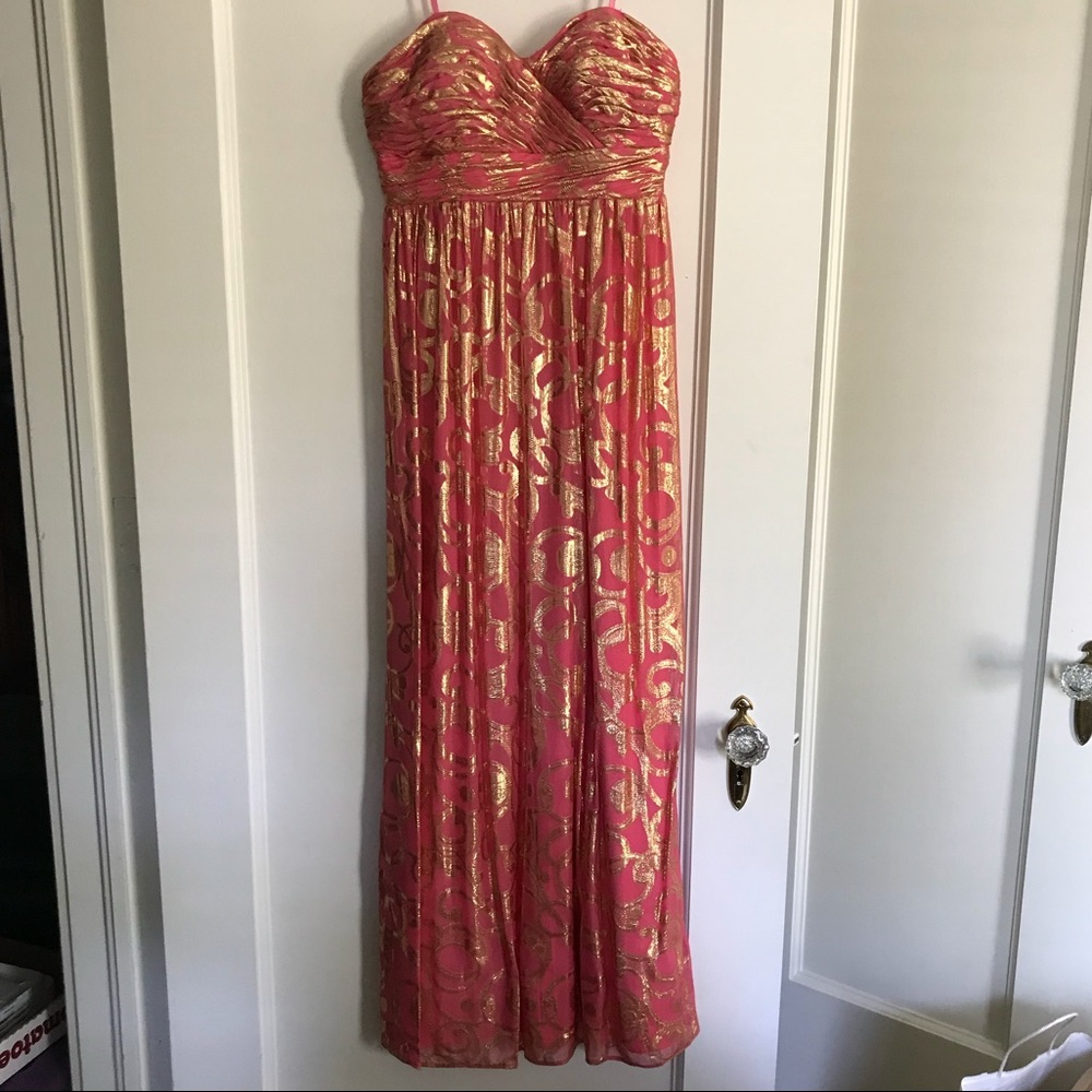SALE PROM DRESS Aqua Dresses pink and gold gown